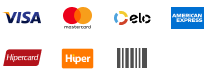 Visa, Mastercard, Elo, Amex, Boleto