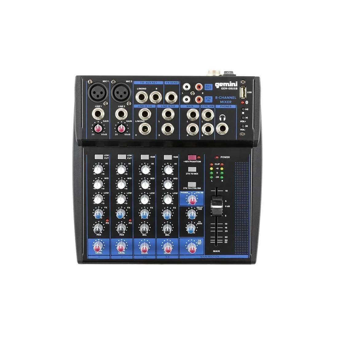 Mesa de Som 8 Canais Gemini GEM-08USB