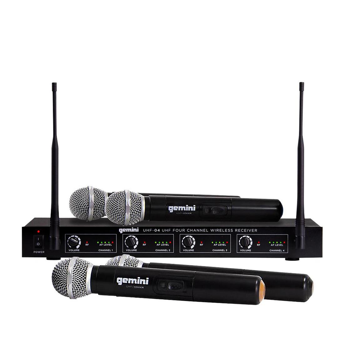 Sistema de 4 Microfones Sem Fio Gemini UHF04M