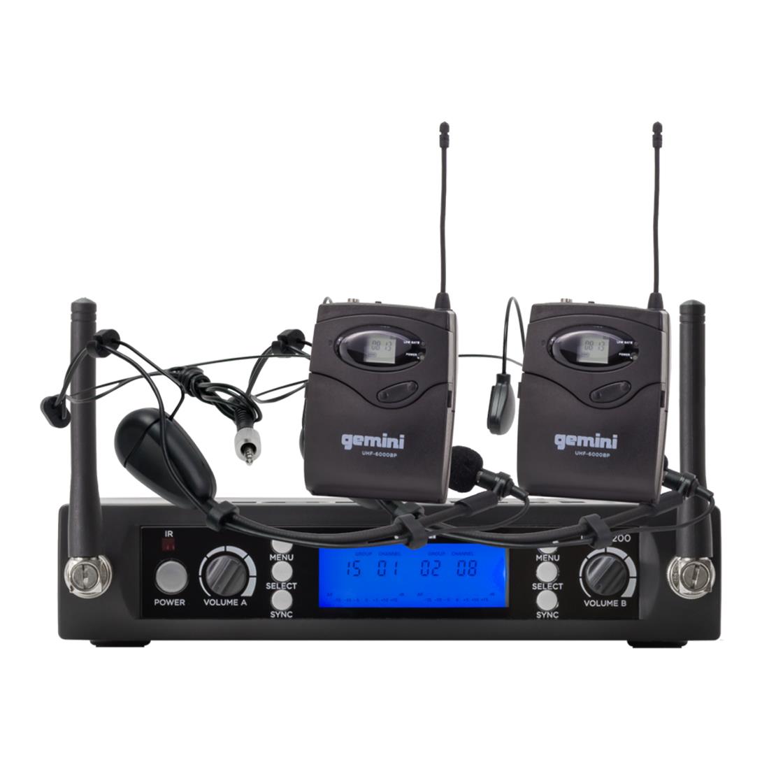 Sistema de Microfone Headset Duplo Sem Fio Gemini UHF-6200HL