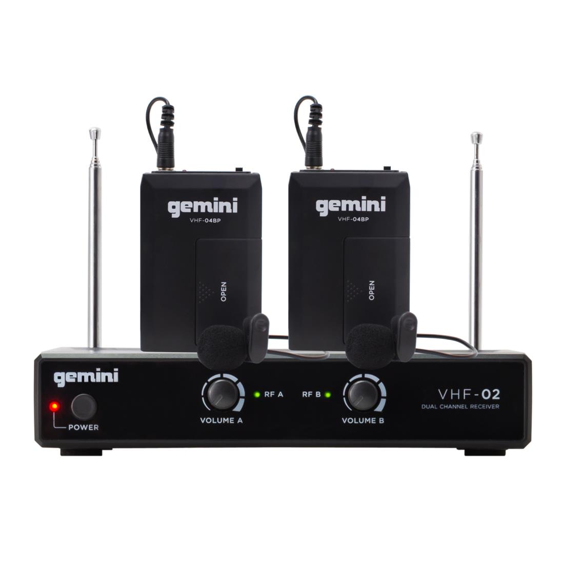Microfone Headset e Lapela Duplo Sem Fio Gemini VHF02HL
